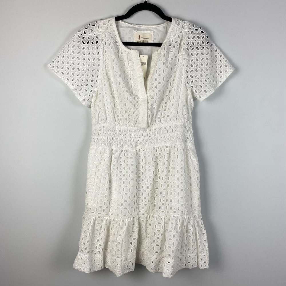 Anthropologie The Somerset Mini Dress: Eyelet Edition Blush White Size Medium